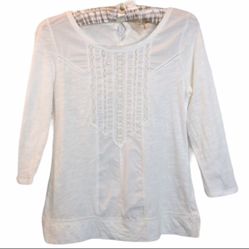 Anthropologie Meadow Rue Tuxedo Ruffle shirt